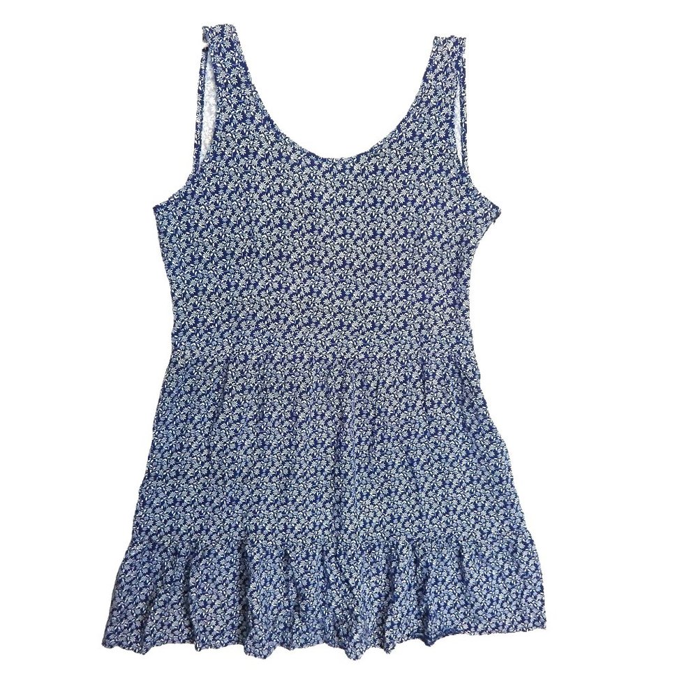 Vertiche Mini Fit and Flare Dress Women's Blue & White Floral Size S